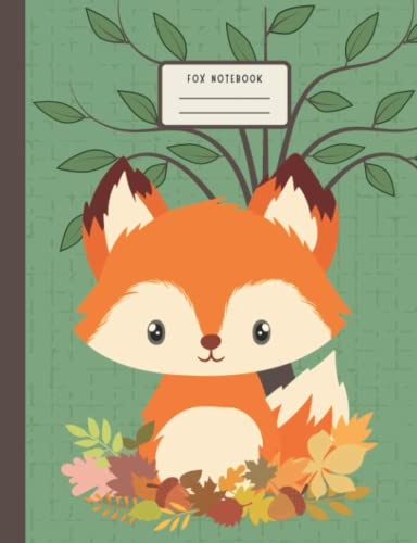 Fox Notebook: Cute Animal Composition Notebook for Kids Wide Ruled Primary School Size 7.44 x 9.69 inches with Multiplication Table