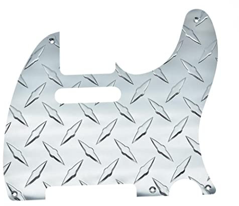 KAISH Premium Metal Diamond Plate Vintage 5 Hole Tele Pickguard Aluminum TL Scratch Plate for American/Mexican Fender Telecaster Silver
