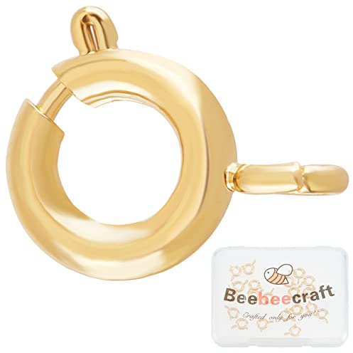 Beebeecraft 1 Box 20 Stück Federverschlüsse 18 Karat Vergoldeter Federring Runde Verschlüsse 7 mm Für Die Schmuckherstellung