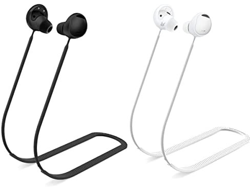 Anti-Lost-Gurt für Galaxy Buds 2 Pro (2022): AIYAAIYA Sports Soft Silicone Lanyard Zubehör Kompatibel mit Samsung Galaxy Buds Pro 2 Wireless Bluetooth Earbuds Neck Rope (Schwarz+Weiß)…