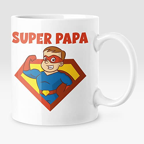 Mug Super Papa Mug Noel Cadeau Papa Cadeau Fete Des Peres Mug Cadeau Pour Papa Tasse Papa Ceramike Cadeau Anniversaire Papa Cadeaux Peres Pere Cadeau Pour Sa Pere (Homme Blanc)
