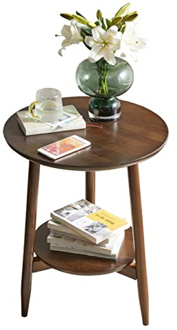 Beistelltisch Eckbeistelltische Für Wohnzimmer, Schlafzimmer Und Büro, 2-stöckiger Beistelltisch Aus Holz, Couchtisch Für Küchenecke, Couch, Toilette Und Keller ( Color : Style-2 , Size : Dia 40cm(16