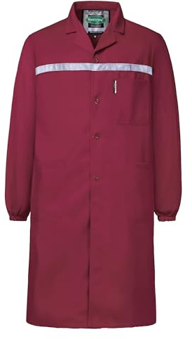 Yukirtiq Blouse de Travail Atelier Industrie Veste Manches Longues à Boutons Col Chevalier Blouse Manteau Travaux Pratique Lycée, Vin Rouge, M