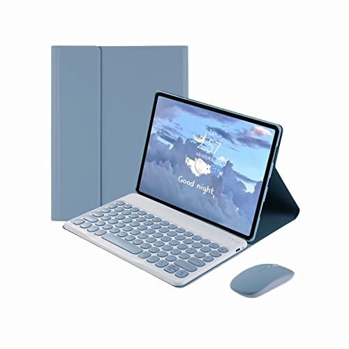 CLALOC Tastiera per Xiaomi Pad 5 11 2022 con Mouse, Smart Folio Cover con Portamatite, Magnetic Detachable Wireless Bluetooth Keyboard Case per Mi Pad 5 PRO 11 Pollici, Keycaps Arrotondato,Blu