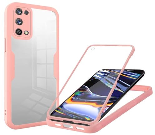 Haygdz Funda para Realme 7 Pro, 360 Grados Antigolpes Carcasa Capa Doble Case con Transparente Protector Pantalla Anti-Golpes Case Realme 7 Pro (Rosa)