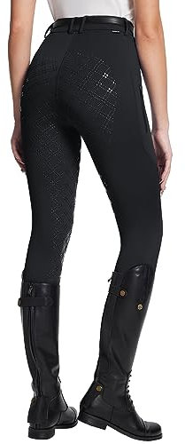 BALEAF Reithose Damen Reitsport Reitingleggings Silikon Strumpfhosen mit Reißverschlusstasche Sporthose Schwarz L