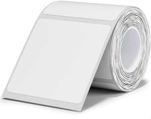 NIIMBOT Thermo Etiketten Selbstklebend, B1/B21/B3S Etikettenband Papier für Schule, Zuhause, Büro, Kleine Unternehmen (Klar-Quadrat-50 x 50mm)