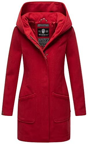 MARIKOO Damen Winter Jacke Mantel Business Trenchcoat Wintermantel Parka XS-XXL MAIKOO (DE/NL/SE/PL, Alphanumerisch, S, Regular, Regular, Dark Red)