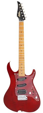 Vola E-Gitarre OZ TNC Tribal Red Gloss Handgefertigt in Japan geflammte Ahorndecke Hals aus geröstetem Ahorn Bünde aus Edelstahl Gotoh-Brücke Gotoh Locking Tuner 6 Zeichenfolgen Modern C