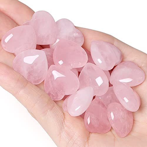 XIANNVXI 10 Pièces Cristal en Forme de Coeur Pierres Quartz Rose Naturelle Cristaux de Guérison Pierre d'Inquiétude Polie pour Reiki Chakra Relaxation Méditation et Décoration