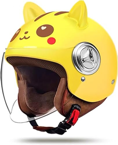 Cascos De Motocicleta para Niños, Medio Casco para Niños con Visera Solar HD Bicicleta Eléctrica Scooter Ciclomotor Casco De Motocross para Niños Y Niñas De 3 A 15 Años G,54-59cm