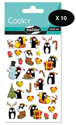 MY MANDARINE 560537Opack - Packung mit 10 Stickerbögen 3D Stickers Cooky, 350 Stickers, Pinguin, 1 Pack
