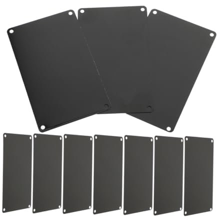 NUOBESTY 10pcs Black Oxidized Aluminum Blank Metal Name Plates 100x70mm 4 Holes Diy Multi-function Door Signs for Hotel and Office Use
