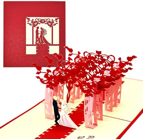 ERBO Pop Up Karte Hochzeitskarte, Hochzeitskarte Brautpaar 3d mit Weiß Umschlag, Hochzeitsgeschenke für Brautpaar, Hochzeitskarten für Standesamt & Kirchliche Trauung
