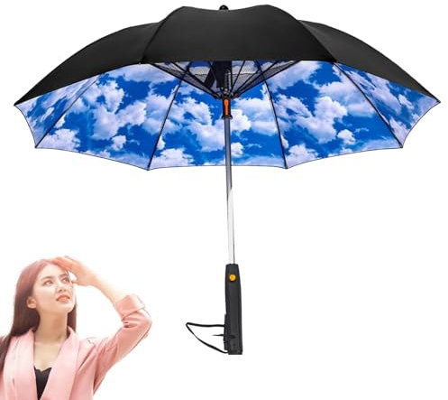 Paraguas refrescante con ventilador, sombrilla con ventilador incorporado | Sombrilla refrescante del sol con ventilador, paraguas portátil de sol y lluvia para golf, caminar, playa, uso de verano,