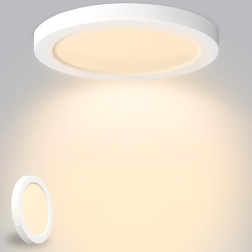 Yexati Plafon LED Techo 18W 1800LM, IP44 Lámpara Techo Delgada 3000K Blanco Calido, Lampara de Techo Redondo Plana Ø220mm Driver Incluido. para Dormitorio Baño Cocina Balcón Salon Pasillo 1 Pack