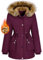 heekpek Women's Winter Hooded Jackets Warm Fleece Lined Ladies Long Coats Waterproof Windproof Parka Outerwear Wine Red S