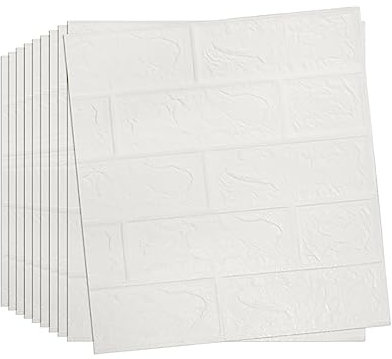 Beswitory 3D Brick Wallpaper Wall Stickers - Self-Adhesive and Waterproof Foam Panels, Easy to Install Peel and Stick Design for Home Decor, White, 10-Pack