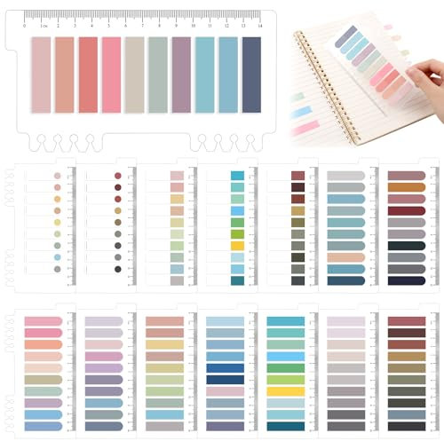JIANTA 3000 Stück Haftstreifen mit Lineal, kleine Haftnotizen, Index Tabs Buch Marker Tabs, Sticky Notes Aesthetics, transparente Book Tabs für Büro, Schule, Lesen, Highlights
