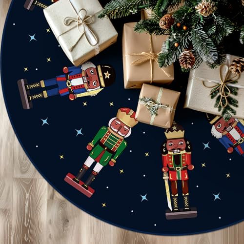Tian Zhun Weihnachtsbaumrock, dunkelblau, Baumrock, Nussknacker, Weihnachtsfeier, Winterurlaub, Baummatte, 122 cm, für Innen- und Außendekoration