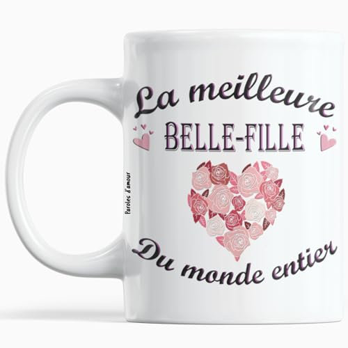 Cadeau anniversaire Noel belle fille Tasse la meilleure belle fille du monde entier Mug à phrases d'amour originales pour les fetes de fin d'année Noël Belle-fille