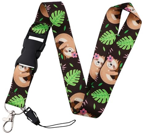 juanooo Niedliches Faultier-Abzeichen-Schlüsselband für Schlüssel und Ausweishalter, cooles Schlüsselband für Ausweise, für Damen, Herren, Mädchen, Lehrer, Mitarbeiter, Breakaway-Umhängeband für