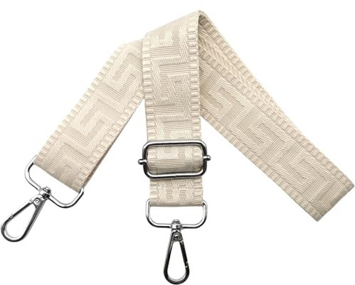 Schultergurt für Tasche Taschengurte zum Wechseln, Verstellbar Taschengurt Breit 3.8cm mit Silber Karabiner - Taschenband Schulterriemen Tragegurt für Handtaschen Damen, Rein beige, K27