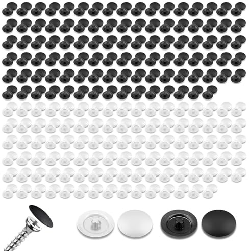 HSYTEK 200 Stück Kreuzschlitz Abdeckkappen Kreuzschlitzschrauben, Durchmesser 12MM Abdeckkappen für Schrauben, Dekorative Schraubenabdeckung für Wasser und Staubschutz, Schwarz und Weiß