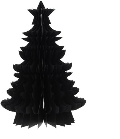 Festive Productions Árbol de Navidad plegable de papel negro de 30 cm con decoración de estrella, decoración de Navidad para el hogar, idea de regalo para Navidad, decoración festiva
