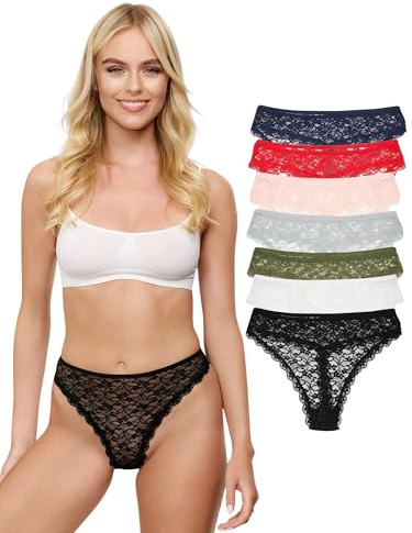 Tazzio Damen String 7er-Pack Tanga Unterhose Slip Unterwäsche Pantys Mehrpack F917 (Mix Farben, M)