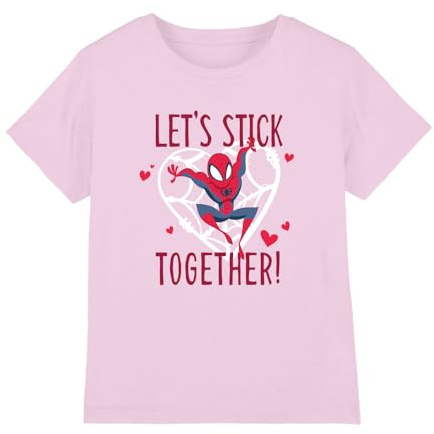 Marvel Press Girl's Spiderman Valentine's Day Stick Together Girls T Shirt T-Shirt
