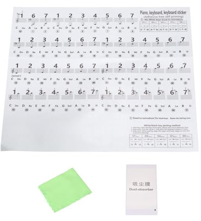 QUARKZMAN Pegatinas Para Teclas De Piano Para 88/61/54 Teclas, Pegatinas De Teclado Con Números Guía De Notas De Piano Removibles Para Principiantes Que Aprenden, Negro