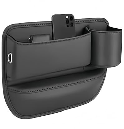 KLSDB Autositz Aufbewahrungsbox für Skoda Kodiaq/(5seats)/2016 2017 2018 2019 2020 2021 2022 2023, Vordersitzen Seitentasche Car Seat Leder Aufbewahrung Tasche Auto Zubehör,A/Black-A/Main Driver