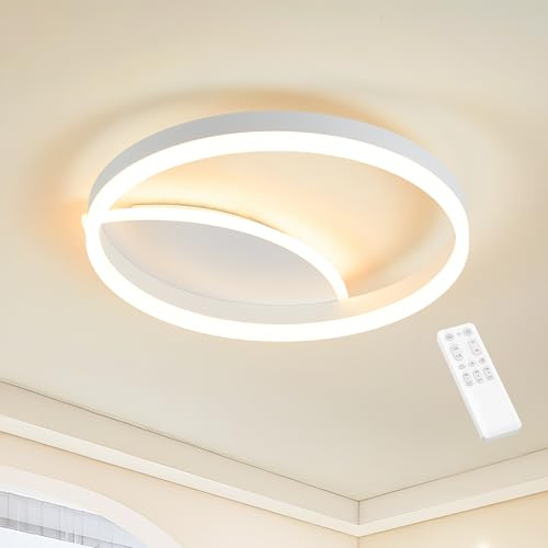MOUNM Plafoniera LED Soffitto Dimmerabile 3000K-6000K, Lampadario Soggiorno, 36W Alluminio + acrilico, Camera da Letto con Telecomando, Salone 40 * 40cm