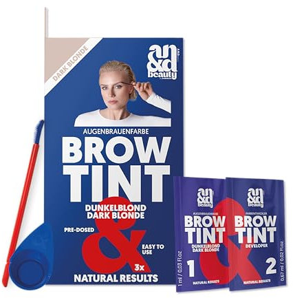 ANDbeauty Augenbrauen- und Wimpernfarbe blond | Professionelle Färbung für ein intensives und langanhaltendes Ergebnis | ohne unerwünschte Rottöne | Inhalt Farbe & Entwickler für 3 Anwendungen