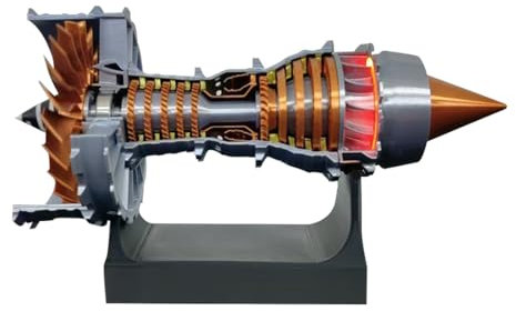 WhizWiggle Turbofan Engine Model Kit, TRENT 900 Simulated Functional Turbofan Aircraft Engine Model with Red LED Light, Battery-Powered, Mechanical Science Aero Engine Education Toy, 50+PCS