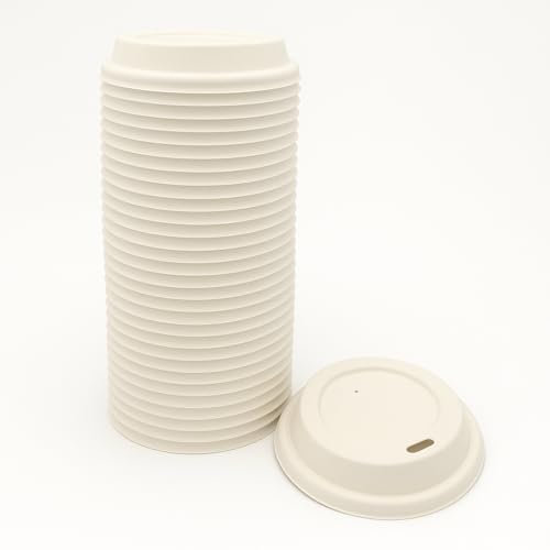 500 x Biodegradable Coffee Cup Lids – 90mm Fits 12oz & 16oz Paper Cups – Eco-Friendly Bagasse Sip Lids – Spill-Proof, Leak-Resistant, Heat-Resistant – Disposable To-Go Lid for Hot Drinks