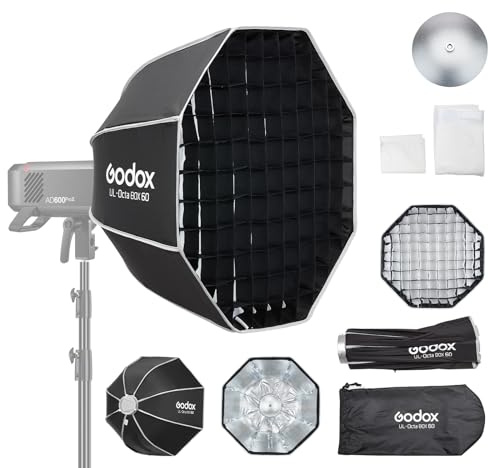 Godox UL 23.62'' Octagon Softbox Quick Release Bowens Mount Octobox Soft Box with Honeycomb Grid Light Diffusers Carry Bag for Bowens Mount COB Lights