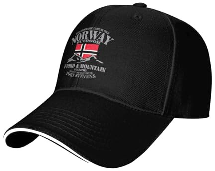 EAEQKOUC Baseball-Mütze Sommer Norwegen Flagge Fjord Mountain Leichte Ball Cap für Männer Herren Geschenke