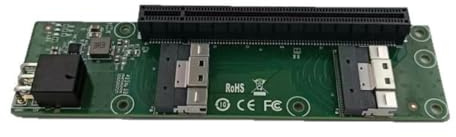 Pqahffowr PCIe 5.0 X16 to MCIO 8i Adapter Card 2-Port SFF8654 X8 to PCIe X16 Slot Riser PCIe 5.0