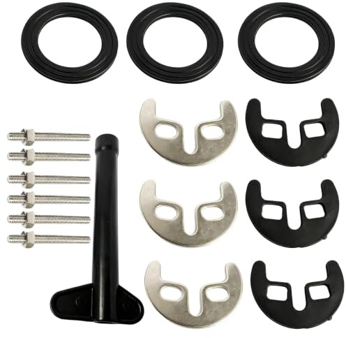 16-teiliges Armaturen Montageset, Wasserhahn Befestigung, 2-Punkt | Metall und Kunststoff, mit Schrauben Dichtringen und Schlüssel, für Waschbecken Spülbecken und Küchenarmaturen, Heimwerker