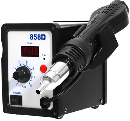 Heißluft Lötstation 858d,700W Heißluft Smd Lötstation Rework Station mit 3 Düsen Led Digitalanzeige 100-450°C Einstellbares Temperatur,Für Smd Löten und Entlöten