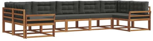 vidaXL Outdoor-Sofagarnitur mit Kissen 7 pcs Natur und Anthrazit, Modernes Outdoor-Sofa-Set, stylische Gartenmöbel, Lounge-Sitzgruppe für Garten und Poolbereich zum Entspannen