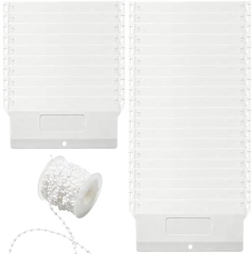 30 stycken lameller, vikter, vertikal persienn och 10 meter vit kedja, rullgardinskedja, 127 mm, lamellgardiner, viktplattor, reservdel, set för fönster, gardin, dörr, tillbehör