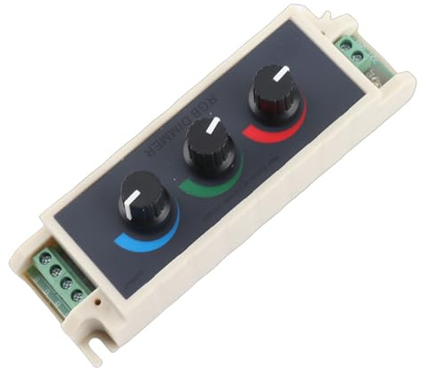 BAFOVY Dimmer con Manopola RGB, Dimmer LED ABS Controller PWM a 3 da DC12V a 24V per Strisce Luminose LED RGB, Regolazione Manuale della luminosità, 3A per Colore, Illuminazione Domestica Fai da Te