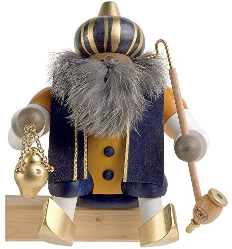 KWO Smoking Man Figurine, Holy King Melchior, 18 cm, Wood, Multi-Colour, 30 x 30 x 18 cm