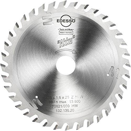 Edessö 13213620 HM-Kreissägeblatt Profi-Akku Mehrzahn HW, Z=36 W, 136 x 1,6/1,0 x 20 mm, Silber