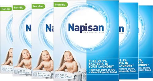 Napisan Non Bio Stain Remover Powder, 800g, Pack of 6, Kills 99.9% Bacteria in Your Laundry for a More Hygienic Wash, Disinfectant & Stain Remover Even at 30°C, 156 Washes