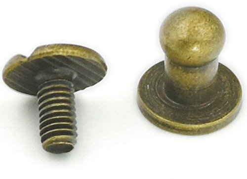 50 Sets 5 mm 1/10,2 cm Head Button Messing Ohrstecker mit Schraubverschluss Schraubverschluss Spots für Leder Nieten, bronze, 5 mm
