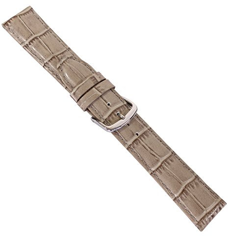Uhrbanddealer Unisex Uhrenarmband 18mm XL Ersatzband Trend Alligator Prägung Leder Extra-Lang Grau 7744181s